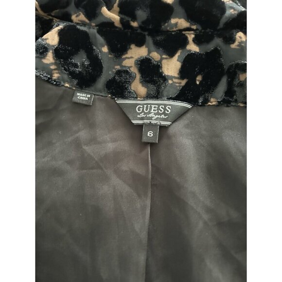 Guess $138 Women's Lisa Leopard Velour Evening Blazer Brown/Black Size 6 - Picture 5 of 9